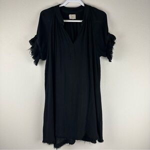 9Seed Black Semi Sheer Short Sleeve 100% Cotton Cover Up Dress Size Petite Small